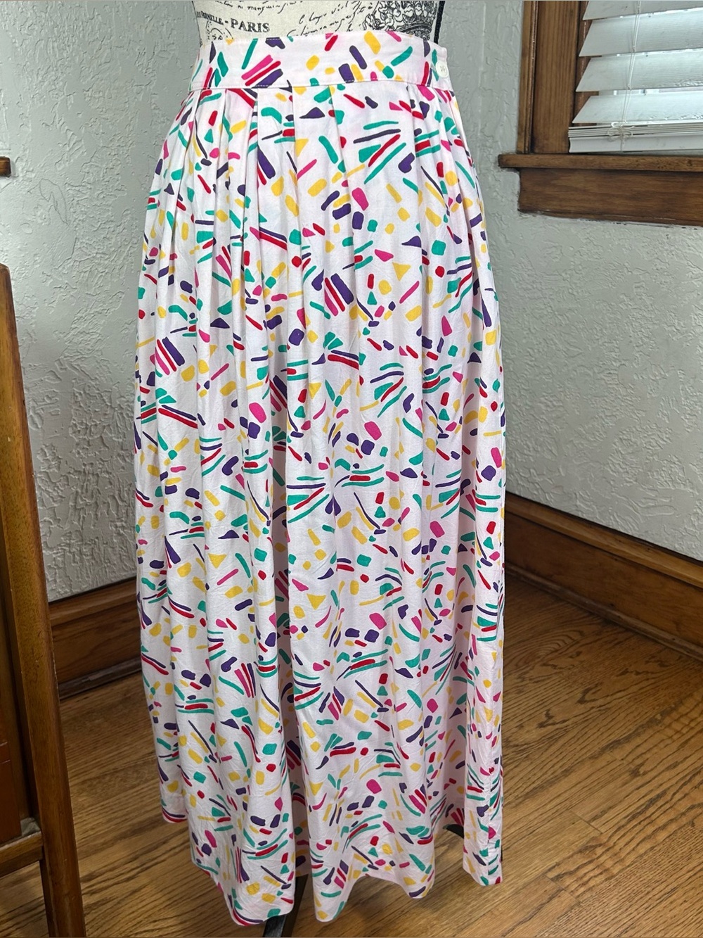 VTG 80’s Multi Colored Abstract Confeti Retro Maxi Skirt Size 12